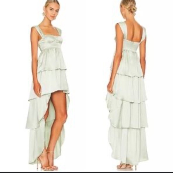 WeWoreWhat Corset High Low Maxi dress in Fog Green 10 - Picture 1 of 12